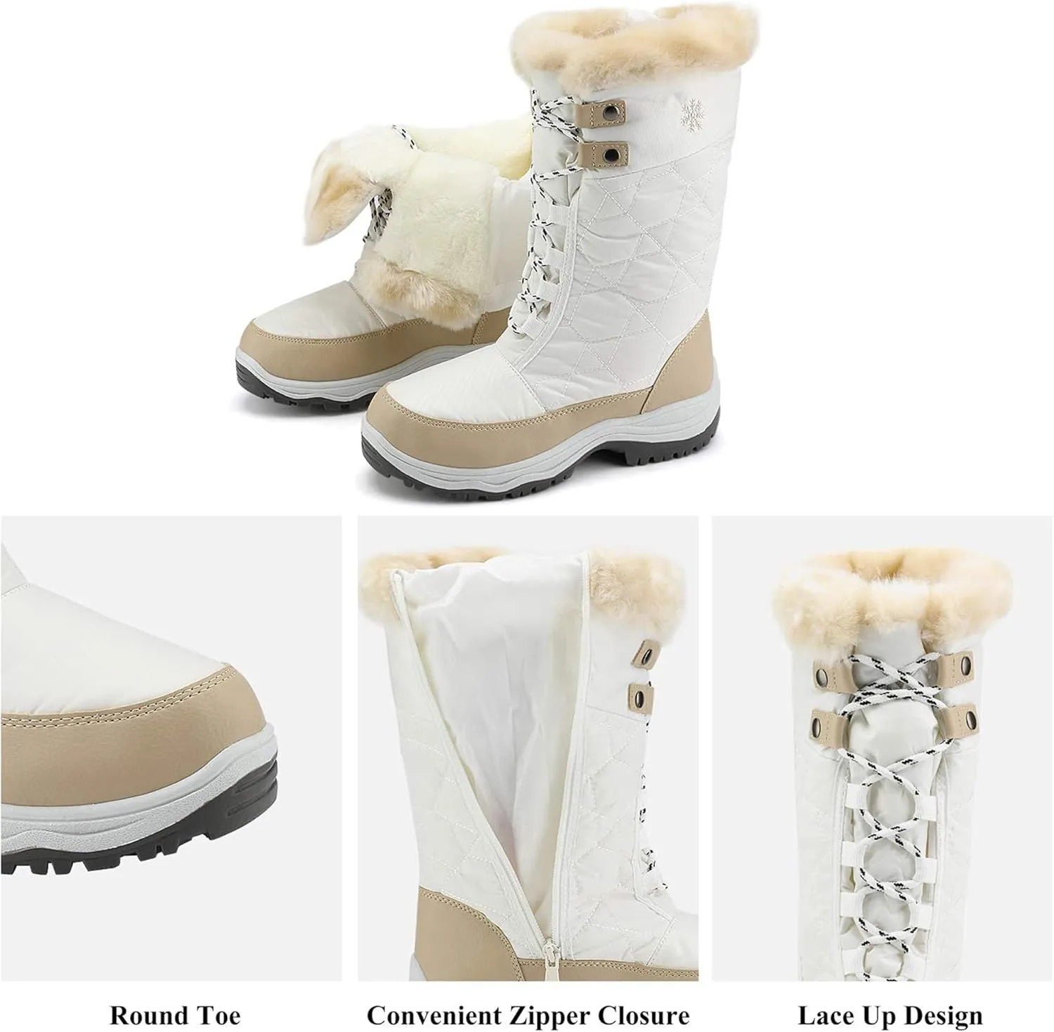 DREAM PAIRS Women's Warm Faux Fur Lined Mid-Calf Winter Snow Boots
