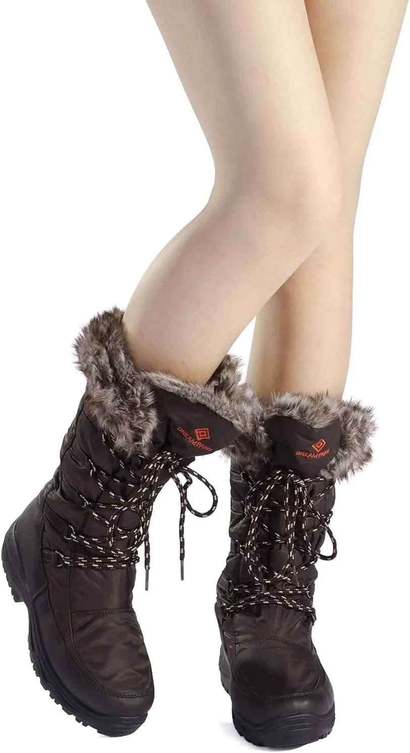 DREAM PAIRS Women's Warm Faux Fur Lined Mid-Calf Winter Snow Boots