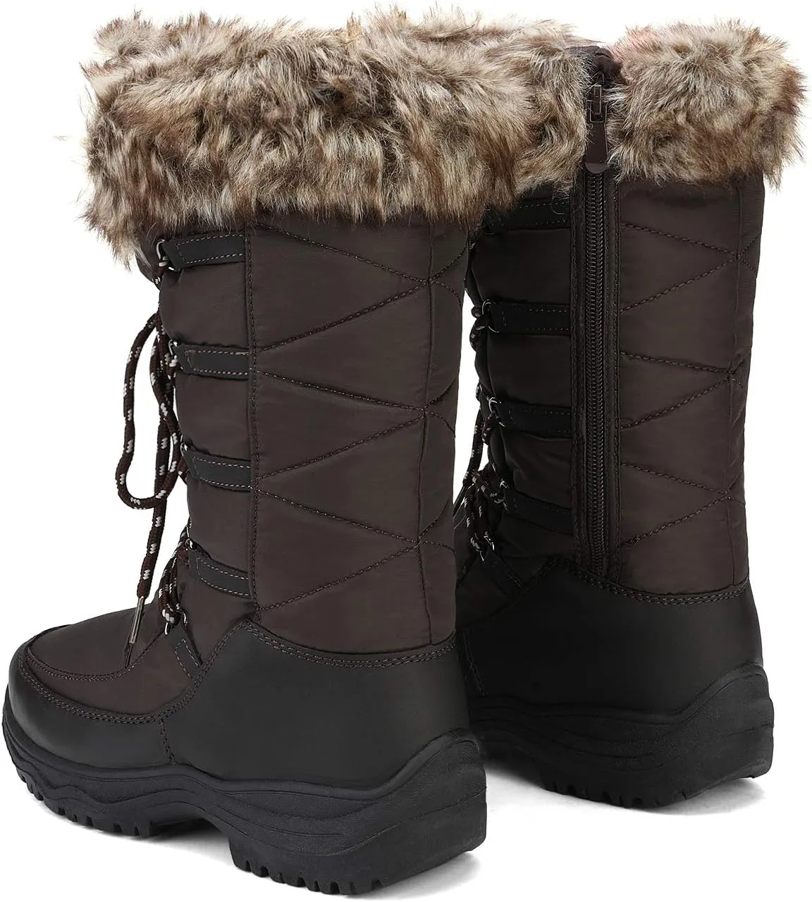DREAM PAIRS Women's Warm Faux Fur Lined Mid-Calf Winter Snow Boots