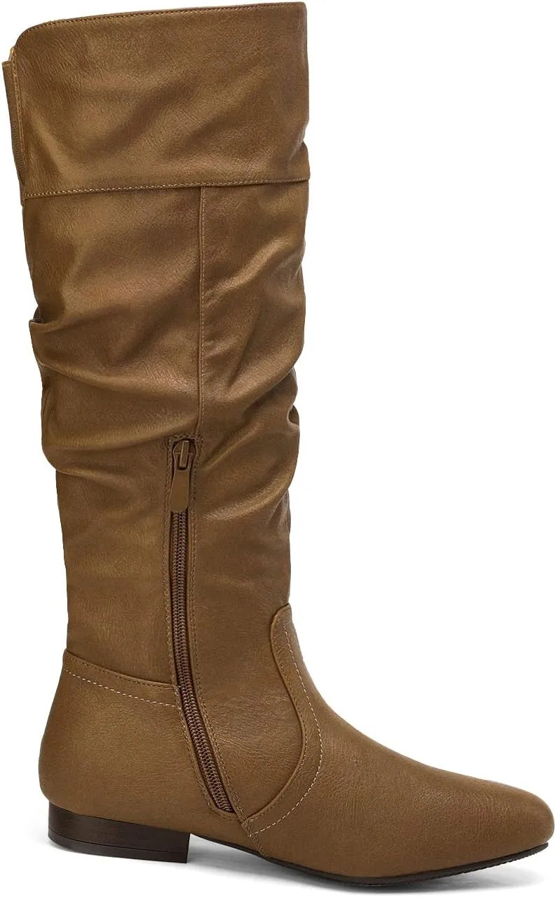 DREAM PAIRS Women's Wide Calf Knee High Pull On Fall Weather Winter Boots