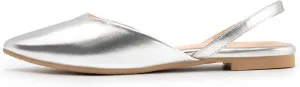 DREAMCIA White Slingback Flats for Women Pointy Toe Flats Slip On