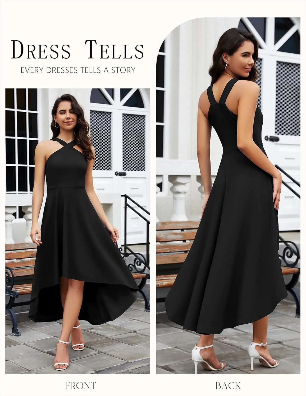 DRESSTELLS Women Cocktail Formal Dresses 2025 Summer Wedding Guest Halter High Low Party Dress