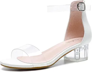 Dufannie Girls Sandals Low Heels Dress Pump Ankle Strap Open Toe Flower Girl Wedding Party for Toddler Little Big Kid