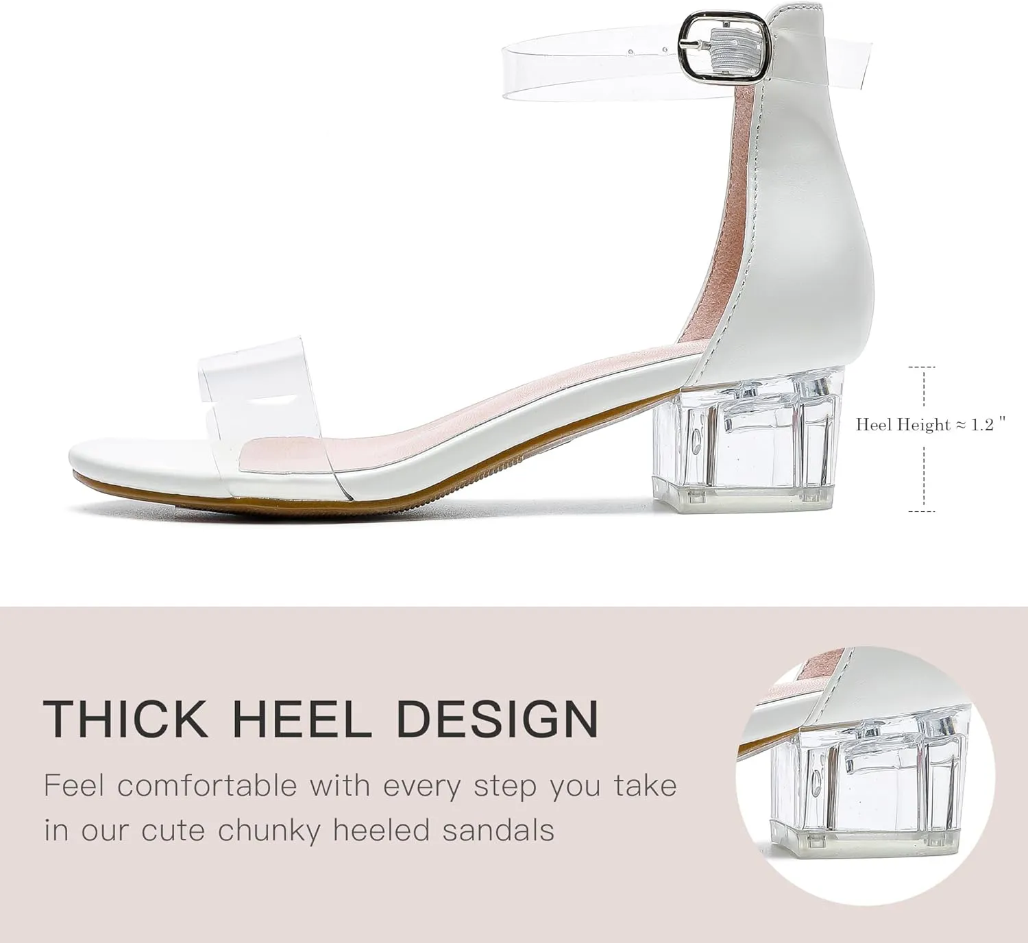 Dufannie Girls Sandals Low Heels Dress Pump Ankle Strap Open Toe Flower Girl Wedding Party for Toddler Little Big Kid