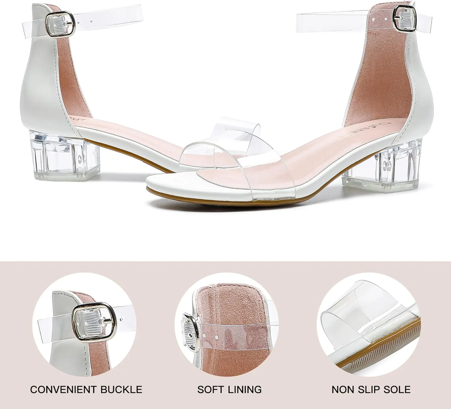 Dufannie Girls Sandals Low Heels Dress Pump Ankle Strap Open Toe Flower Girl Wedding Party for Toddler Little Big Kid