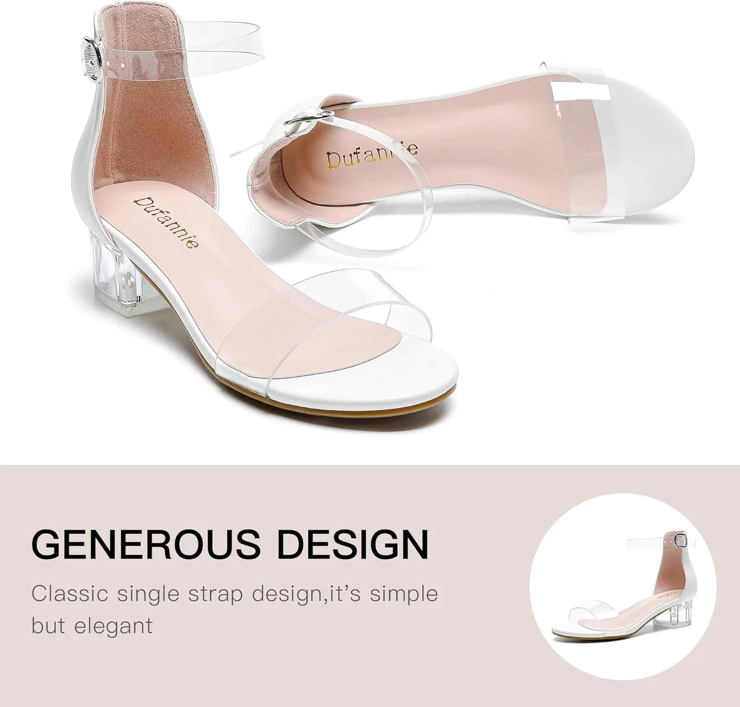 Dufannie Girls Sandals Low Heels Dress Pump Ankle Strap Open Toe Flower Girl Wedding Party for Toddler Little Big Kid