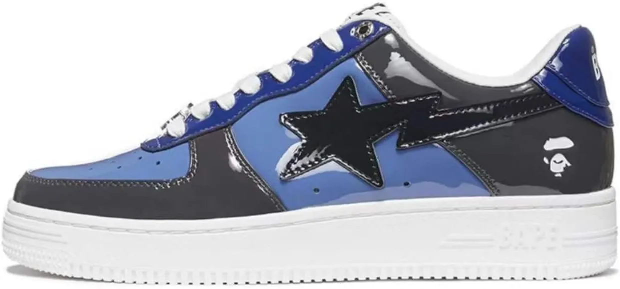 Ervkgm Sneakers for Women Men Classic Ape Head Logo Lightning Star Graphic Leather Trend Sports Shoes Low Top Skateboard Shoe