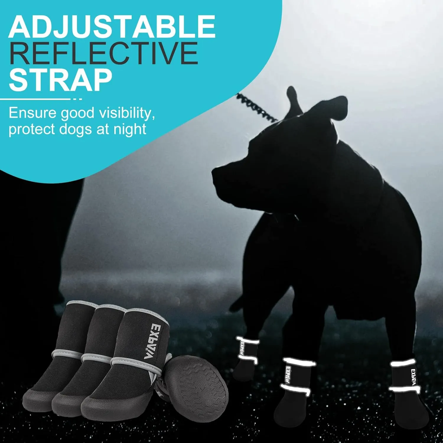 EXPAWLORER Waterproof Dog Shoes for Small Medium Large Dogs, Dog Shoes for Hot Pavement, Hiking Walking, Reflective Dog Booties for Outdoor Snow Rain Days, Anti-Slip Dog Boots & Paw Protectors