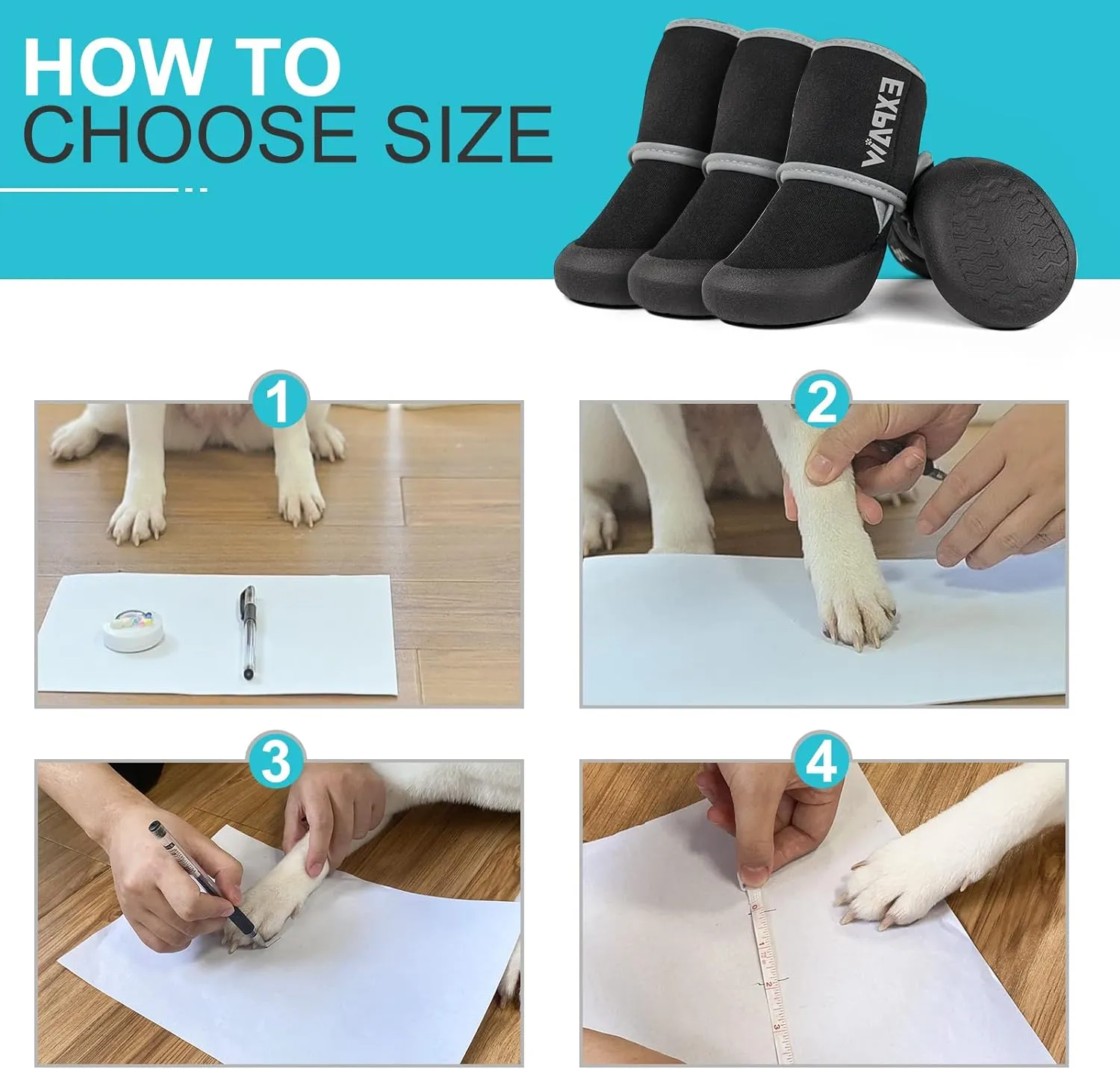 EXPAWLORER Waterproof Dog Shoes for Small Medium Large Dogs, Dog Shoes for Hot Pavement, Hiking Walking, Reflective Dog Booties for Outdoor Snow Rain Days, Anti-Slip Dog Boots & Paw Protectors