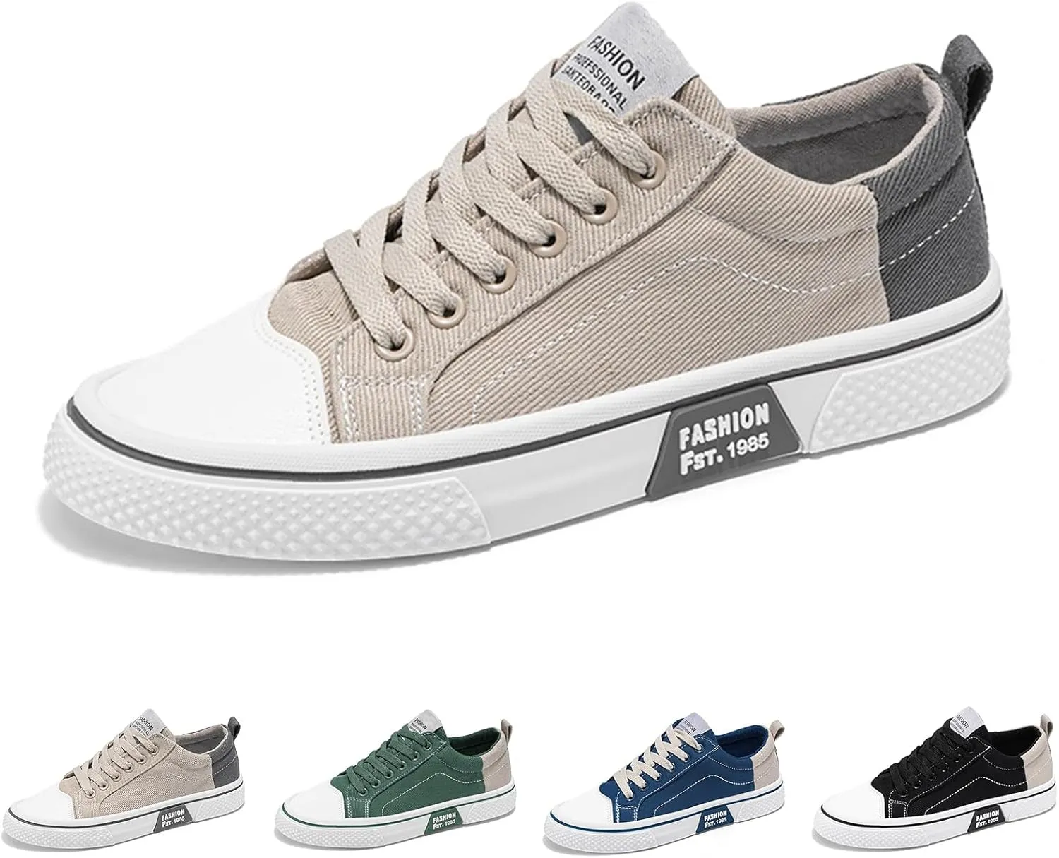Fashion Men's Casual Canvas Sneakers - Classic Street Style Skateboarding Shoes, Low Top, Round Toe, Spring & Fall