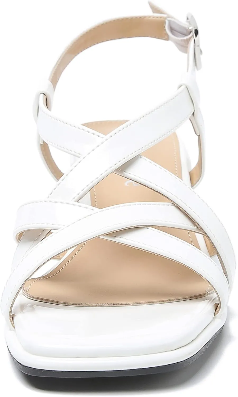 fereshte Women's Slingback Heeled Sandals Corss Straps Open Toe Strappy Low Block Heel Sandals