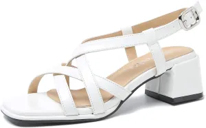 fereshte Women's Slingback Heeled Sandals Corss Straps Open Toe Strappy Low Block Heel Sandals