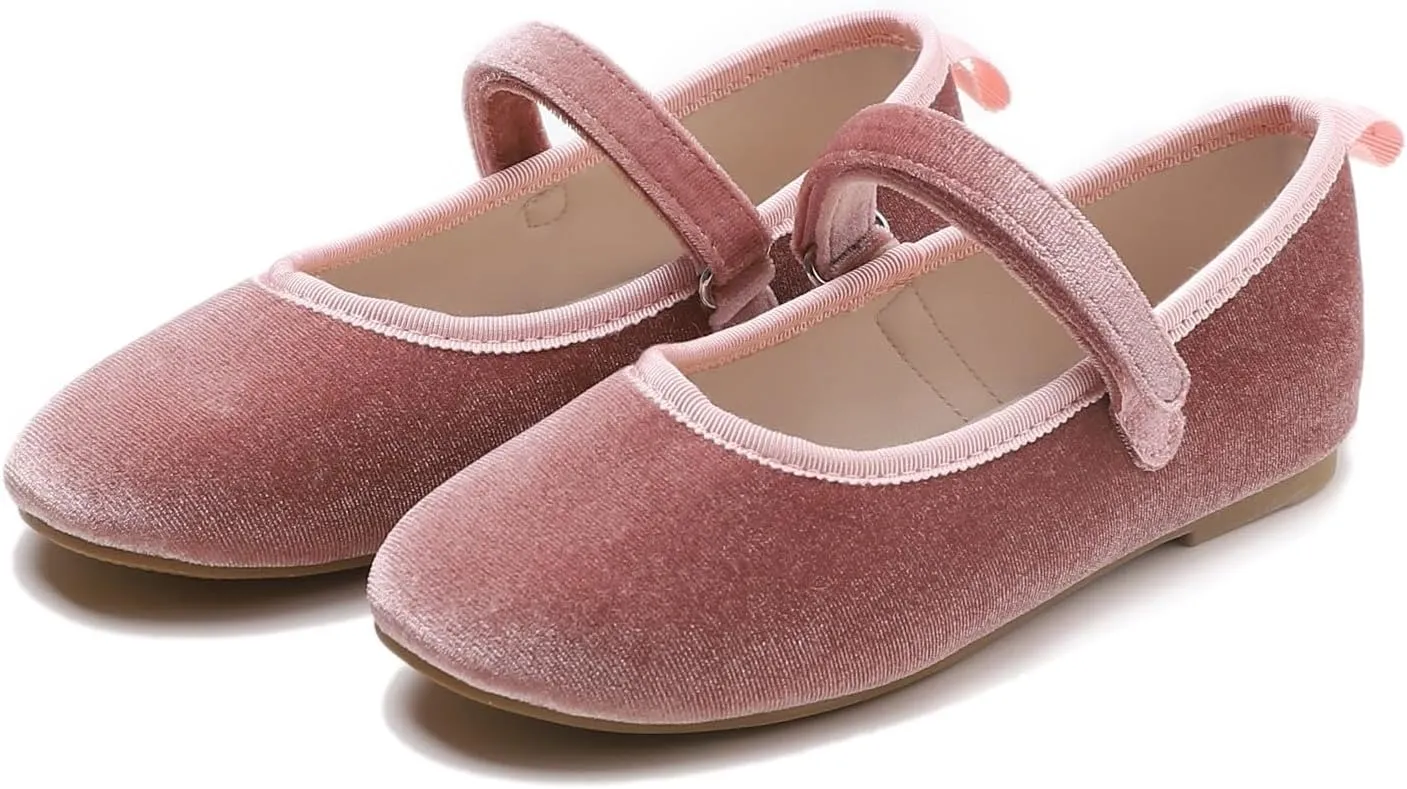 FEVERSOLE Girls Cute Dress Mary Jane Shoes Soft Party Holiday Ballet Flats