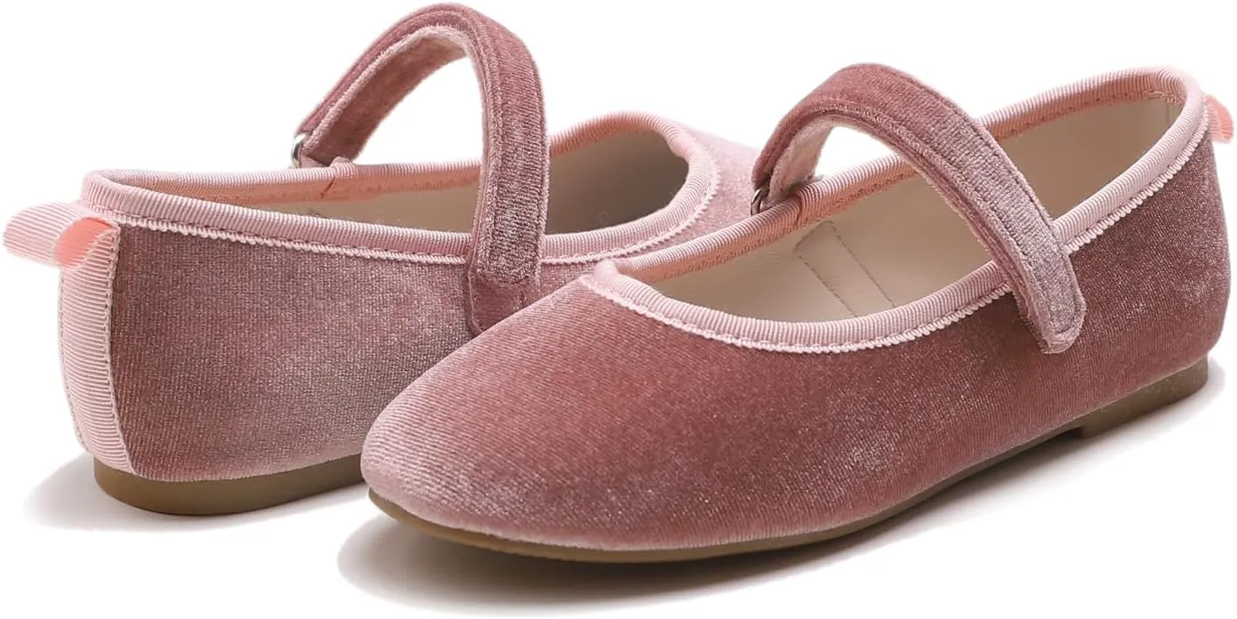 FEVERSOLE Girls Cute Dress Mary Jane Shoes Soft Party Holiday Ballet Flats