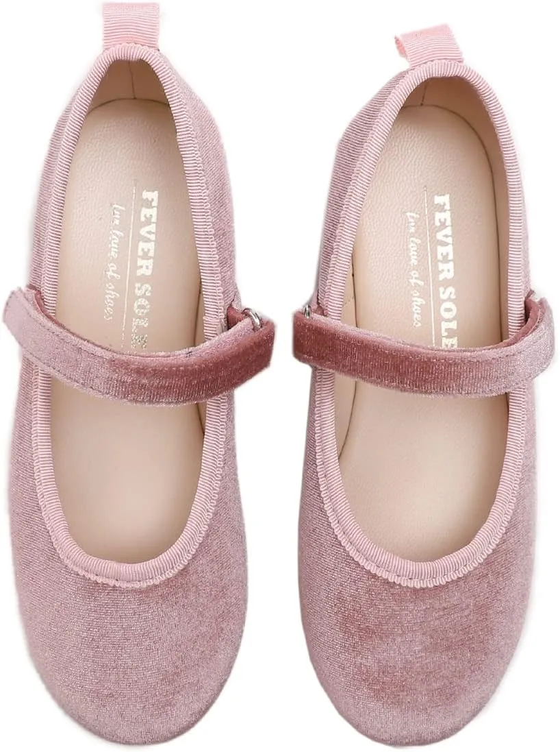 FEVERSOLE Girls Cute Dress Mary Jane Shoes Soft Party Holiday Ballet Flats