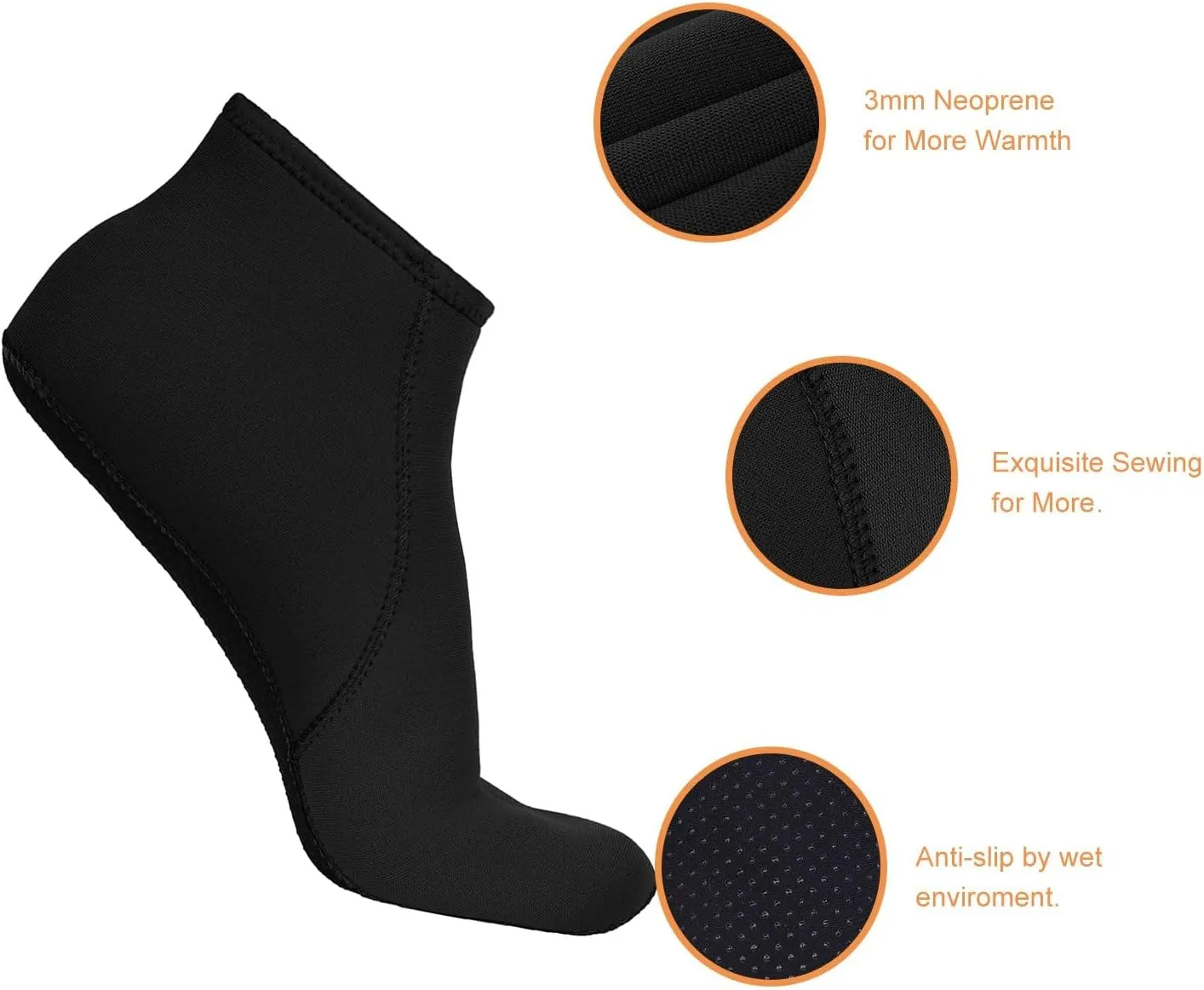 FitsT4 Sports Neoprene Water Socks 3mm Snorkel Fin Anti-Slip Sock Swim Men Women Dive Wetsuit Booties