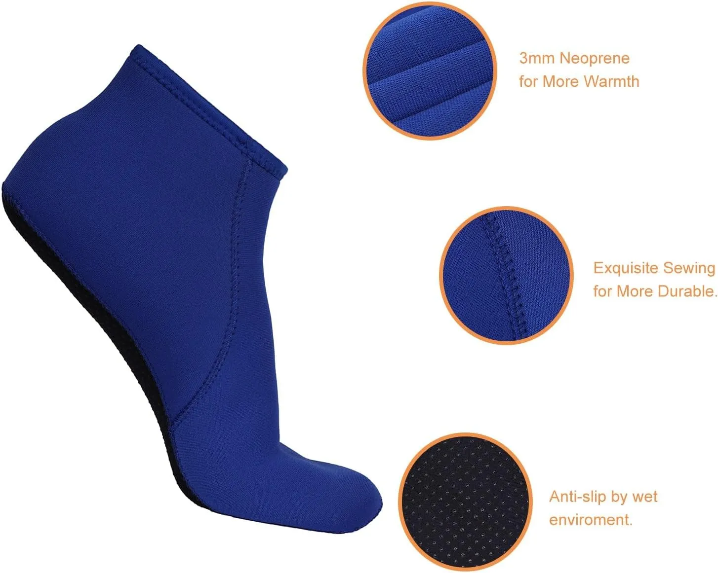 FitsT4 Sports Neoprene Water Socks 3mm Snorkel Fin Anti-Slip Sock Swim Men Women Dive Wetsuit Booties