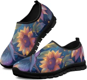 Flowers Print Mesh Shoes for Women Breathable Non-Slip Casual Loafers Fashion Running Hikking Sneaker for Outdoor