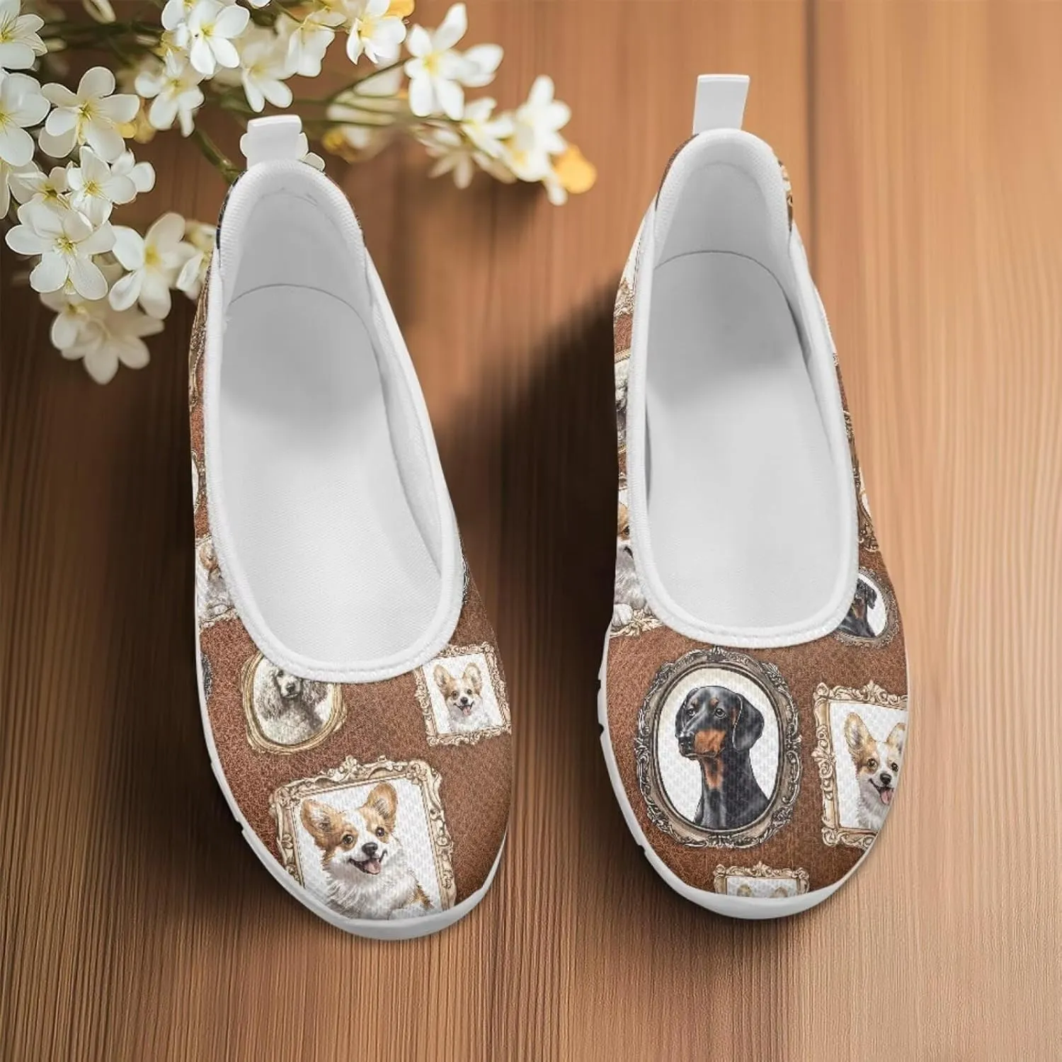 Forchrinse Colorful Palm Print Womens Slip on Walking Loafer Shoes Casual Comfy Dressy Shoes Ballet Flat Lightweight US5.5