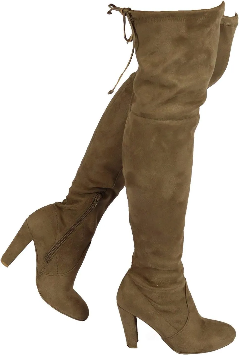 Forever Link Women's Stacked Chunky Heel Stretch Over The Knee Boot