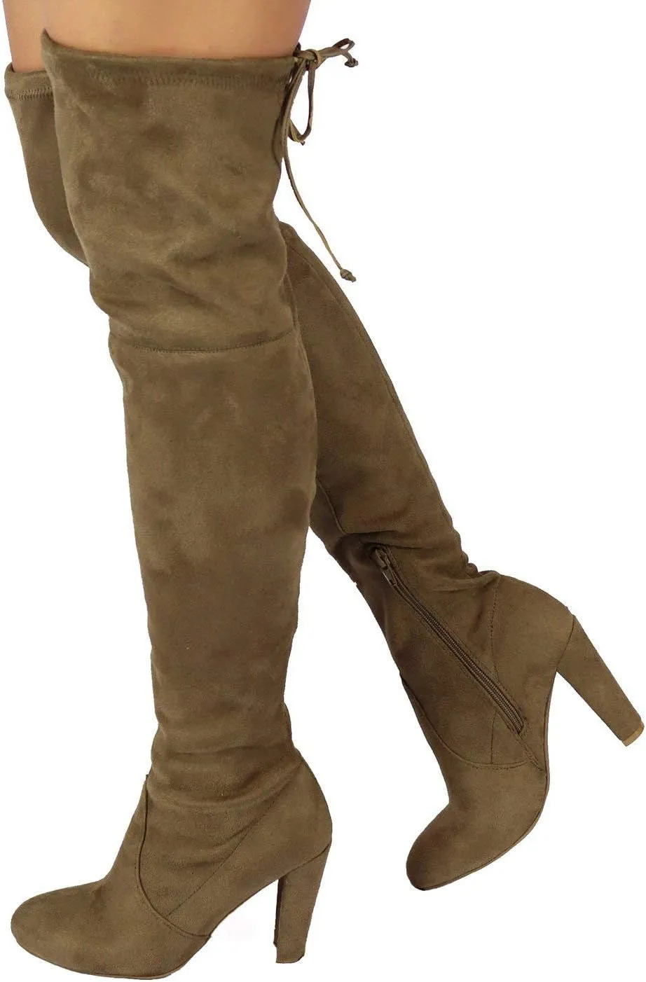 Forever Link Women's Stacked Chunky Heel Stretch Over The Knee Boot
