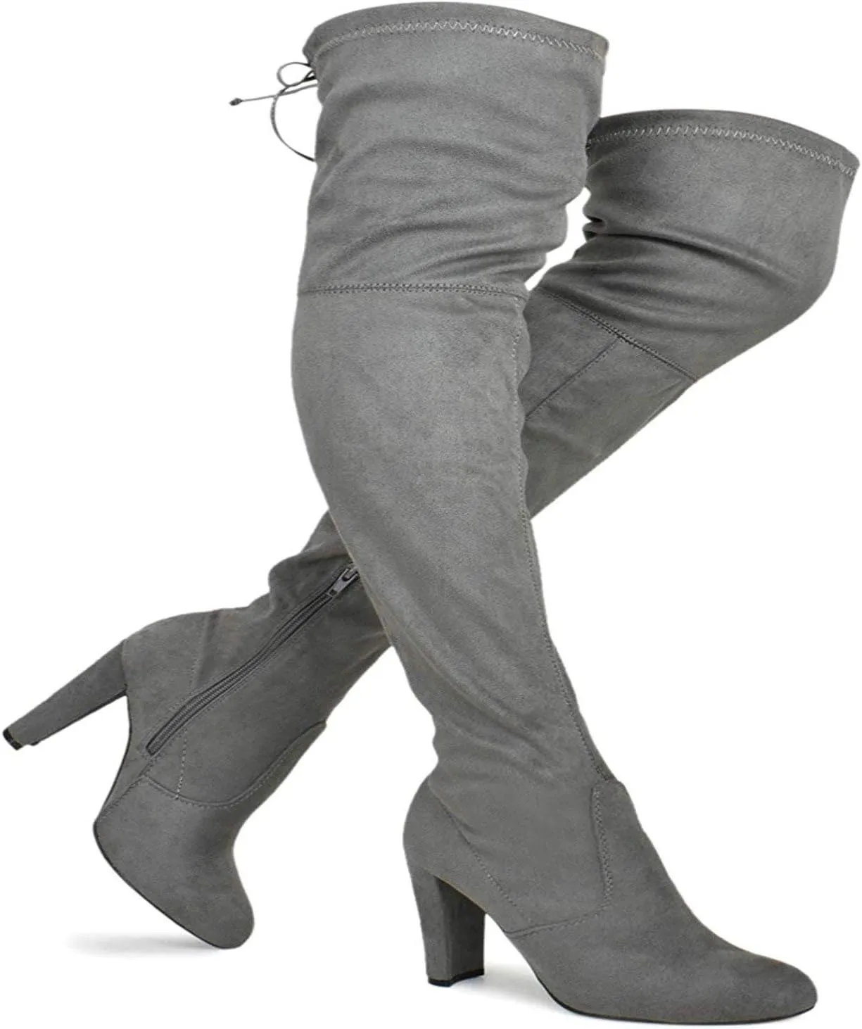 Forever Link Women's Stacked Chunky Heel Stretch Over The Knee Boot