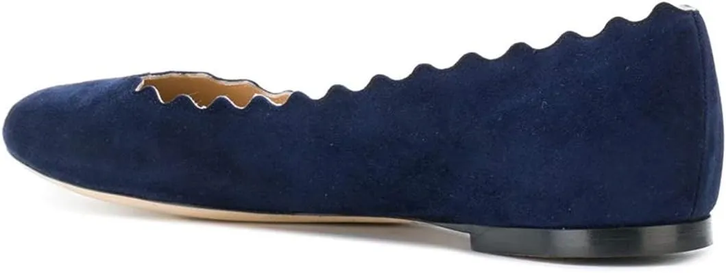 FOWT Suede Classic Round Toe Ballet Flats Wave Pattern Edge Super Low Heel Flat Solid Color Full Size Comfort Party Dress Casual Shoes 4-16 M US