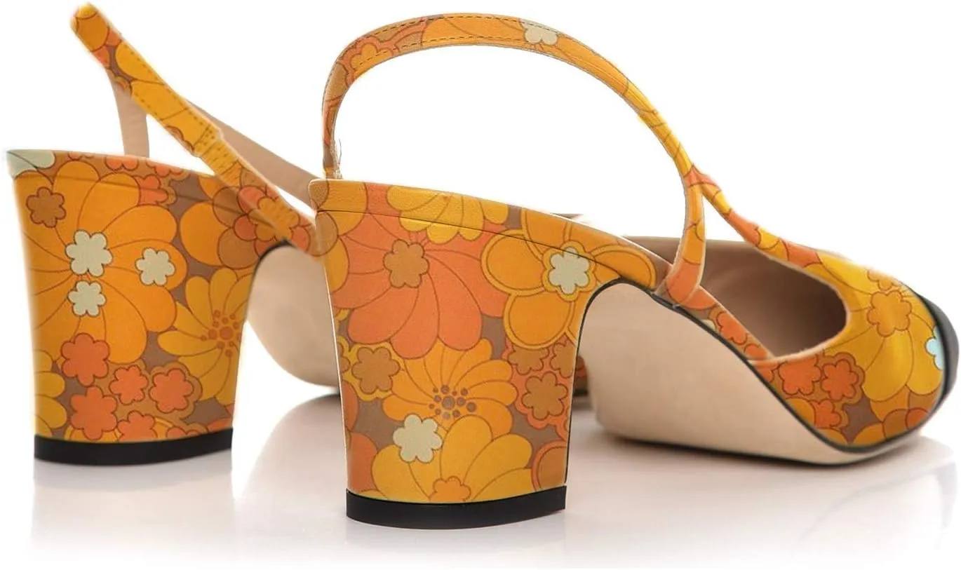 FOWT Women Pointed Toe Pumps Chunky Mid Heel Slingback Sandals Fashion Party Office Shoes Size 4-16