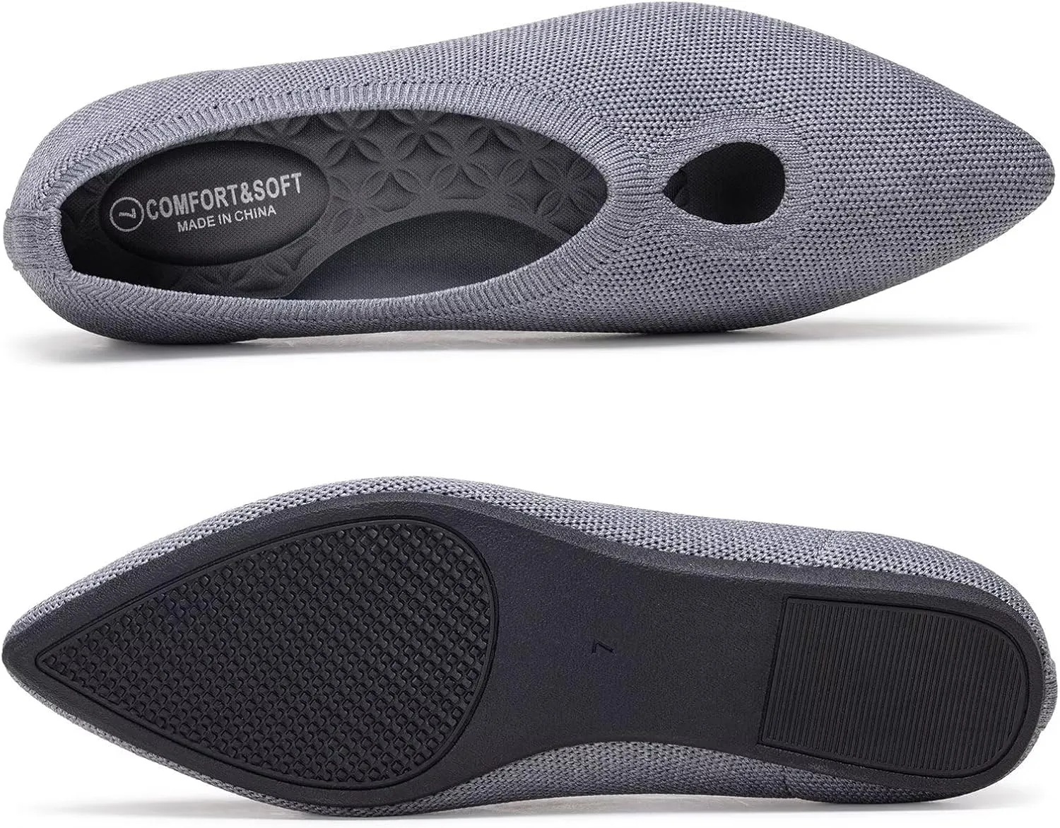 Frank Mully Women's Ballet Flats Teardrop Upper Pointed Toe Lightweight Flats for Women Comfortable Slip on Flats for Work Wedding Office