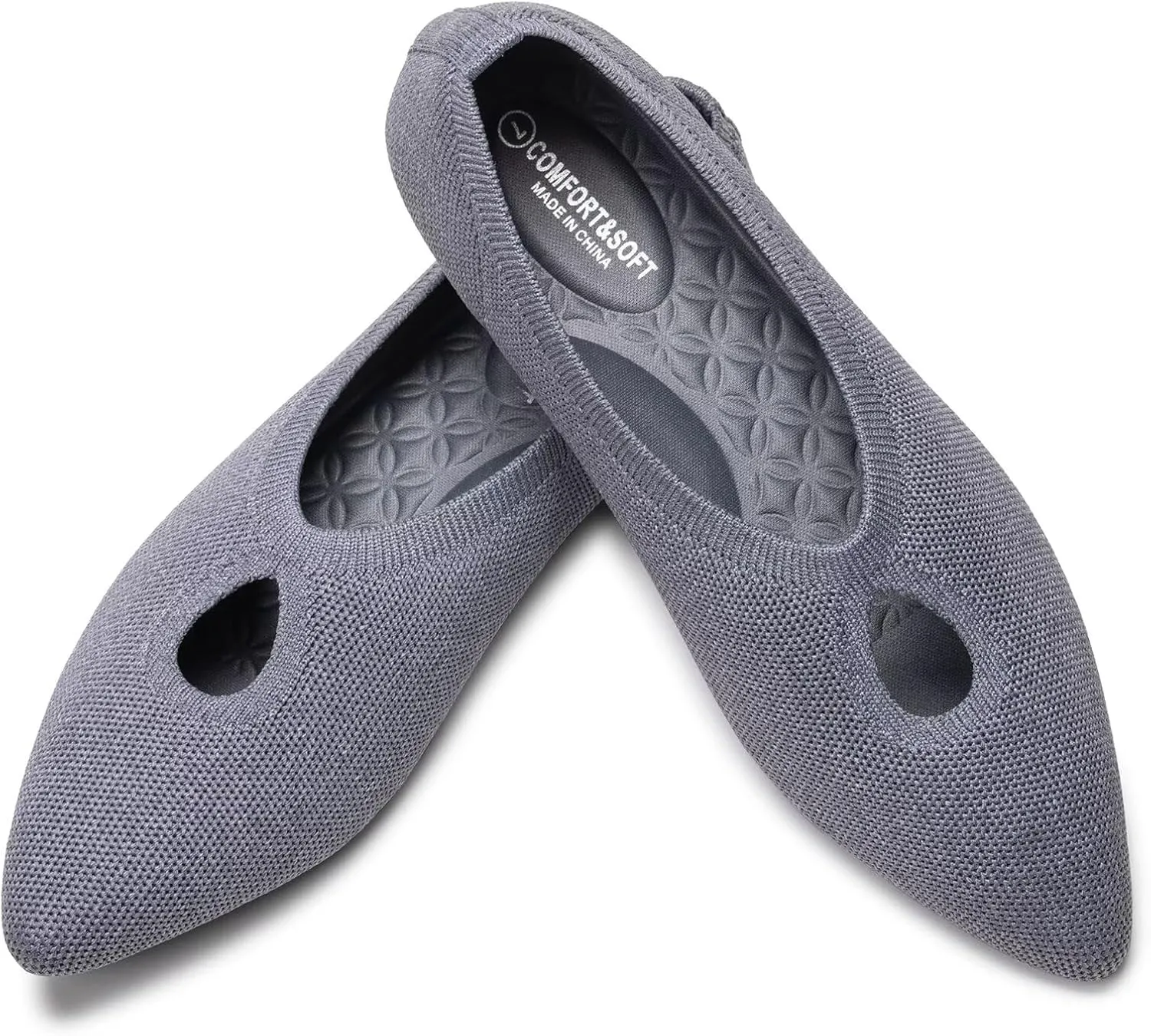 Frank Mully Women's Ballet Flats Teardrop Upper Pointed Toe Lightweight Flats for Women Comfortable Slip on Flats for Work Wedding Office