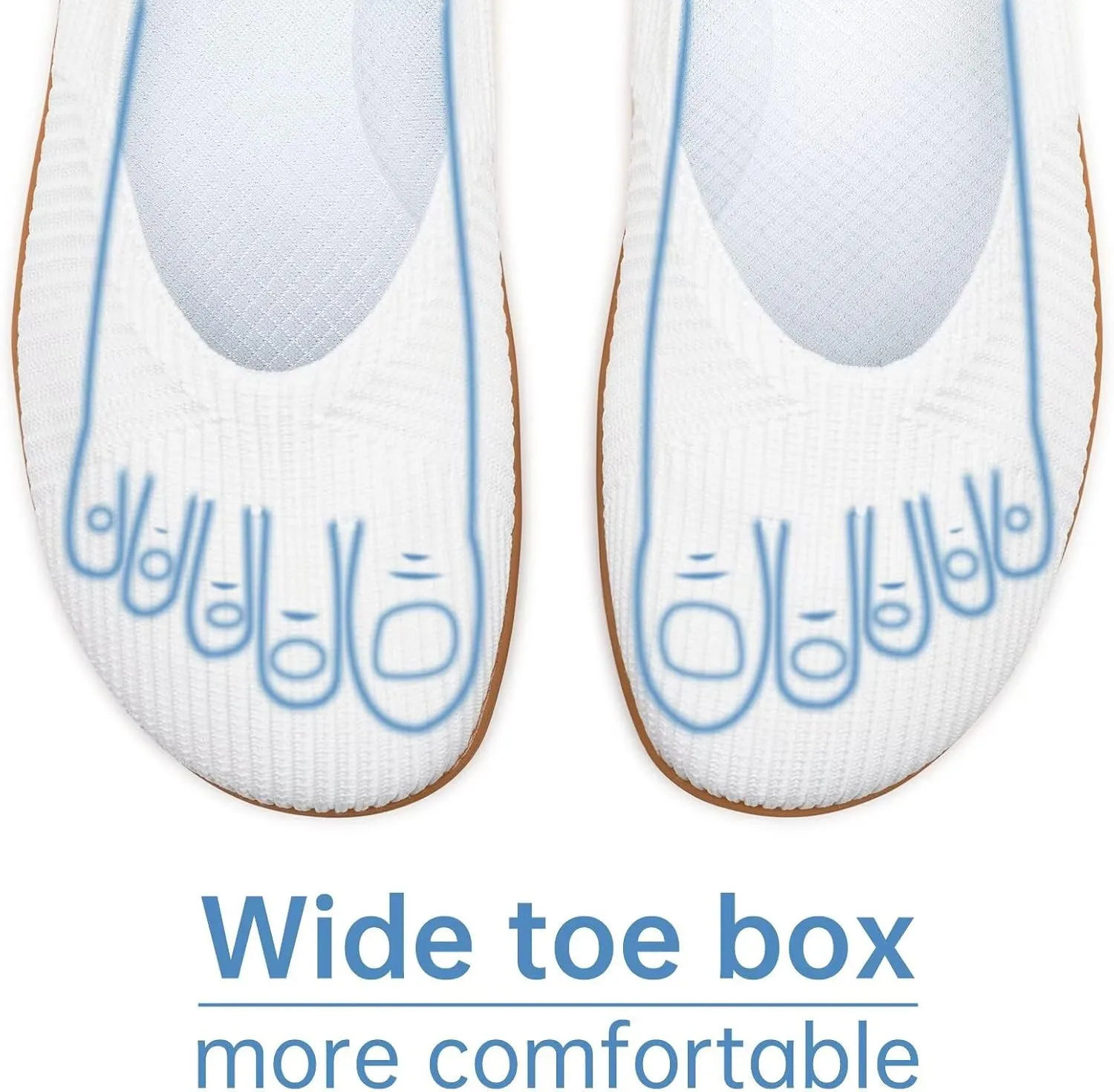 Frank Mully Womens Flat Shoes Wide Toe Box Knitted Flats Comfort Wide Width Walking Flats