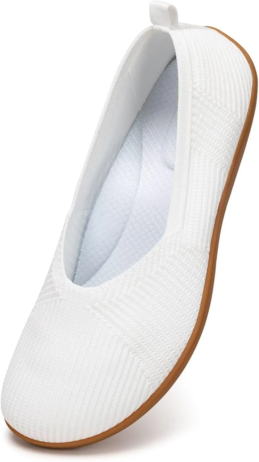 Frank Mully Womens Flat Shoes Wide Toe Box Knitted Flats Comfort Wide Width Walking Flats
