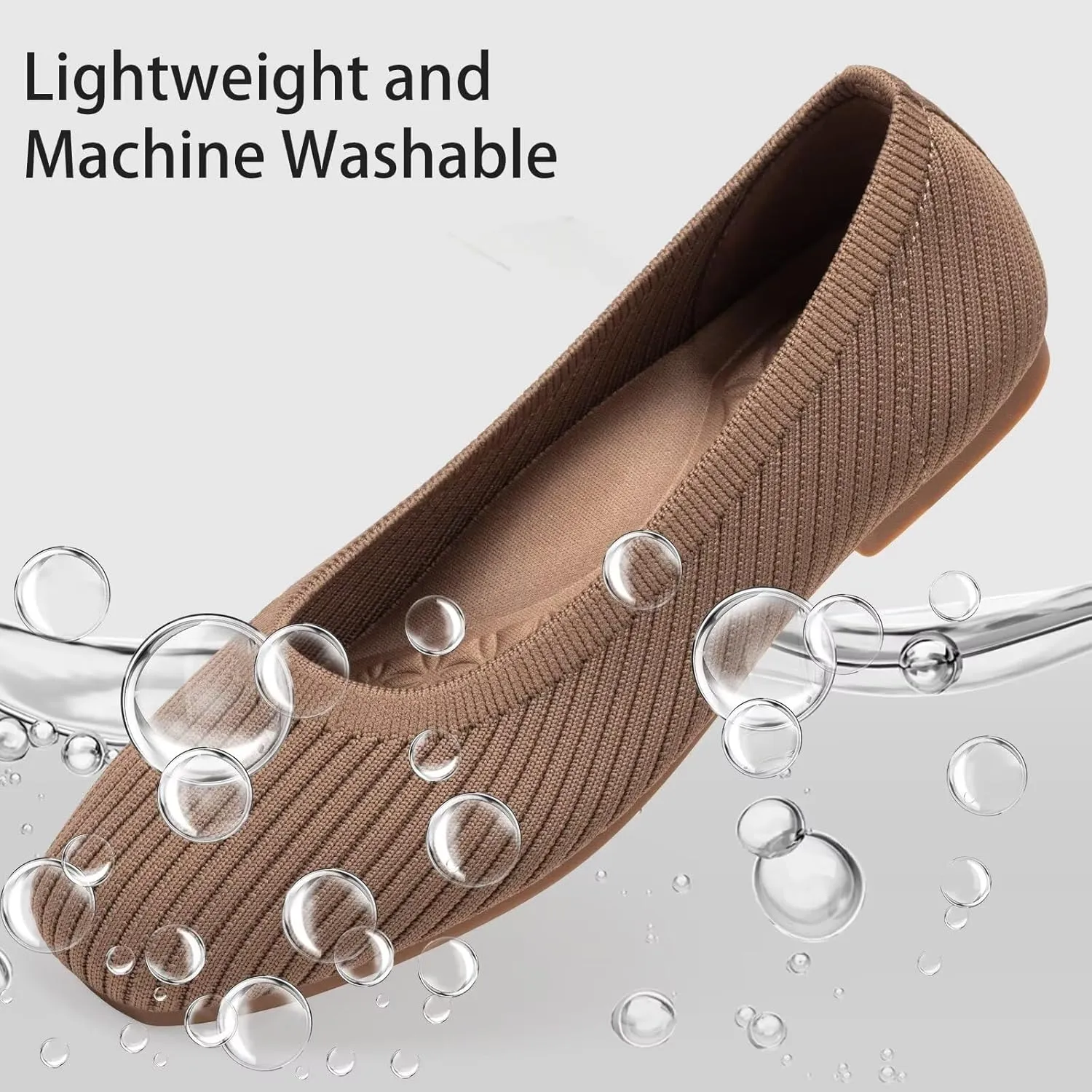 Frank Mully Women's Flats Square Toe Flats Comfortable Slip on Washable Ballet Flats Shoes for Women Dressy Work