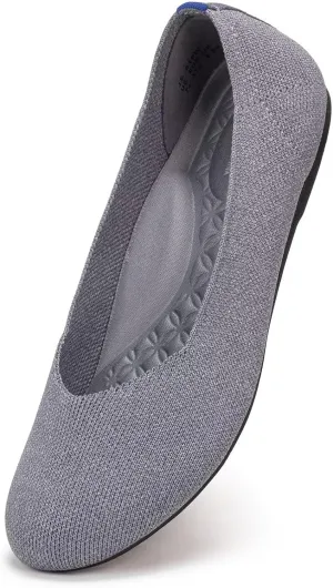 Frank Mully Women's Wide Width Flats Ballet Flats Round Toe Knit Flat Shoes with Arch Support Wide Toe Box