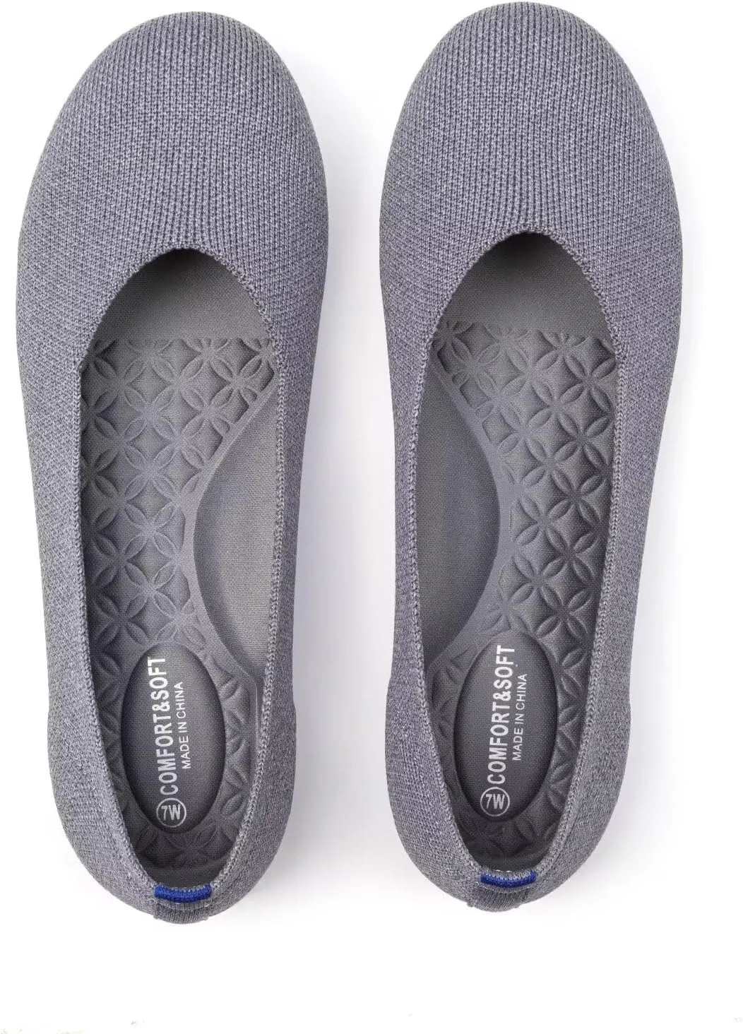 Frank Mully Women's Wide Width Flats Ballet Flats Round Toe Knit Flat Shoes with Arch Support Wide Toe Box