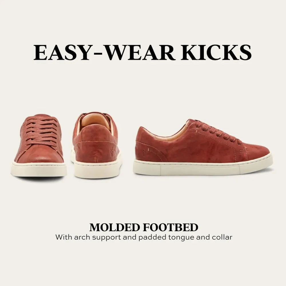 Frye Ivy Low Lace Sneakers for Women Crafted from Soft, Vintage Italian Leather with Removable Molded Footbed, Leather Lining, and Contrast White Rubber Outsoles