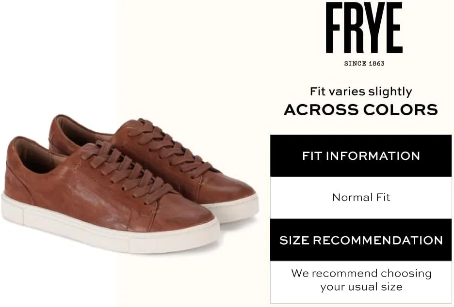 Frye Ivy Low Lace Sneakers for Women Crafted from Soft, Vintage Italian Leather with Removable Molded Footbed, Leather Lining, and Contrast White Rubber Outsoles