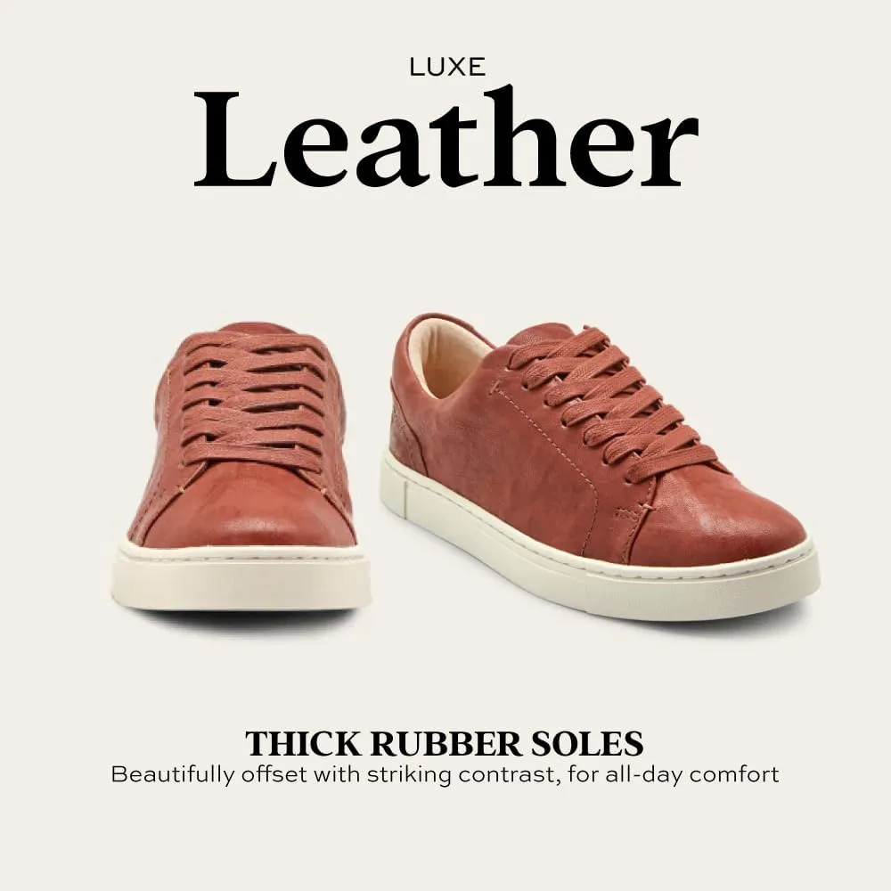 Frye Ivy Low Lace Sneakers for Women Crafted from Soft, Vintage Italian Leather with Removable Molded Footbed, Leather Lining, and Contrast White Rubber Outsoles