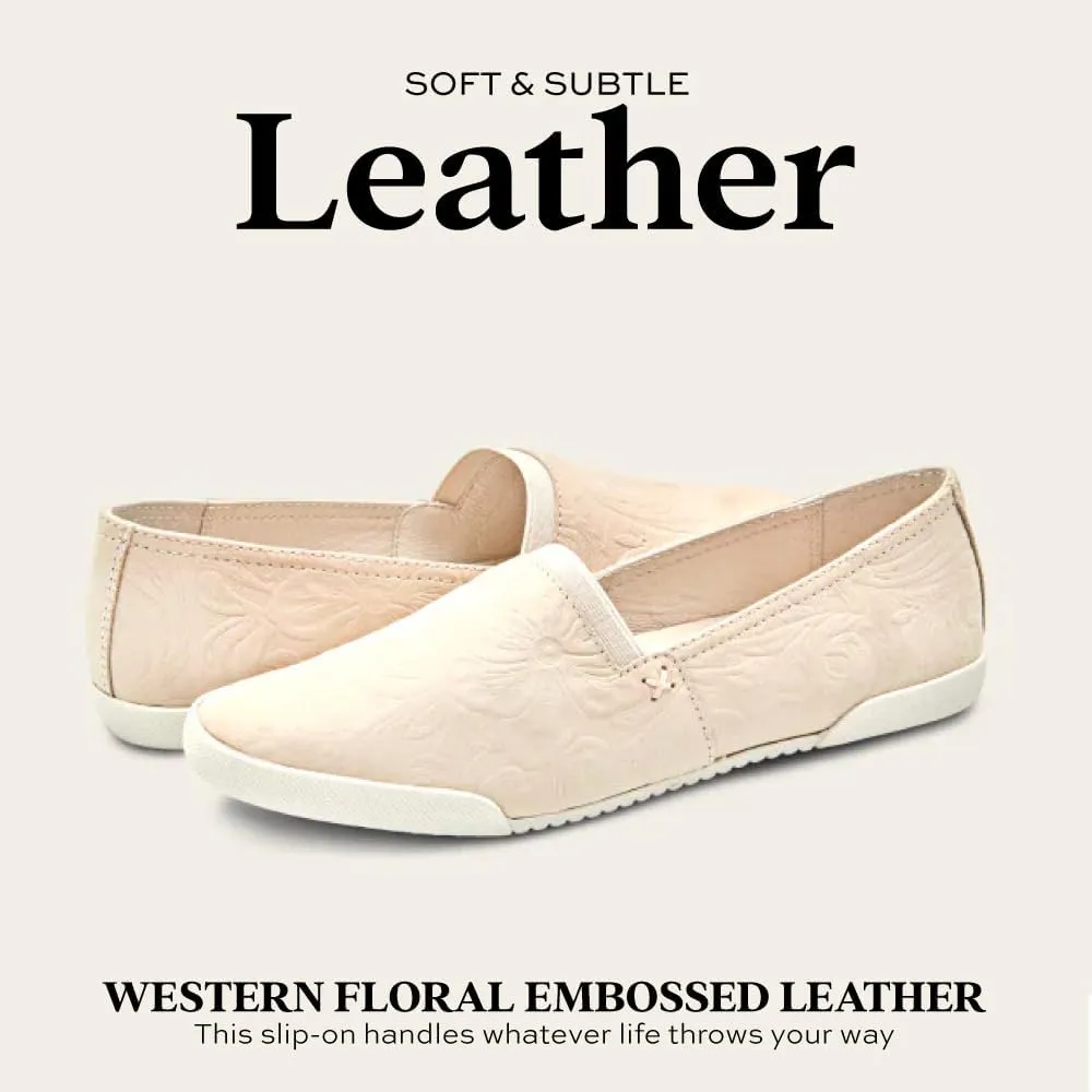 Frye Melanie Slip On Shoes for Women Crafted from Premium Leather with White Rubber Toe Bumpers and Soles, Leather Lining, and Removable Footbeds – 1 ¼” Outsole
