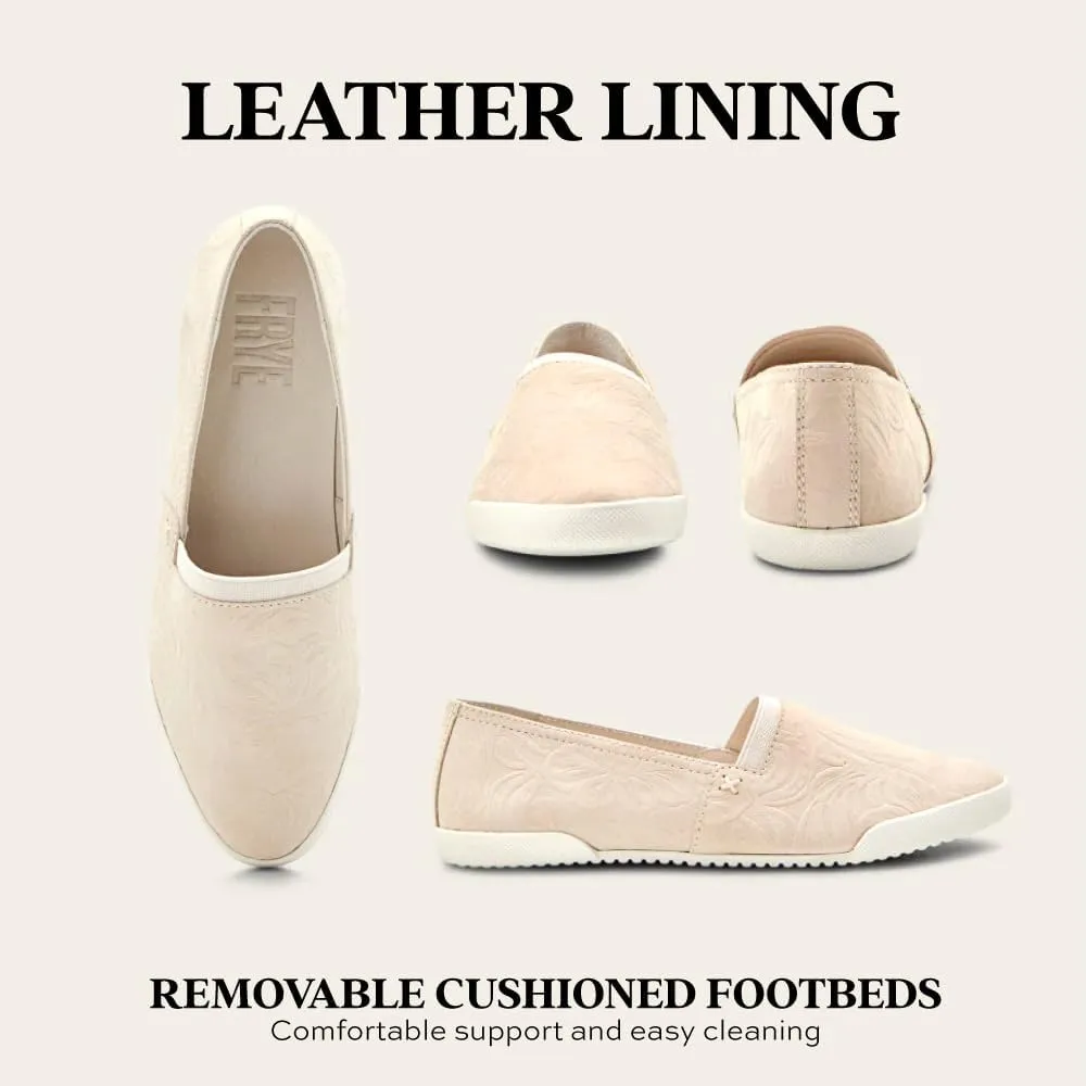 Frye Melanie Slip On Shoes for Women Crafted from Premium Leather with White Rubber Toe Bumpers and Soles, Leather Lining, and Removable Footbeds – 1 ¼” Outsole