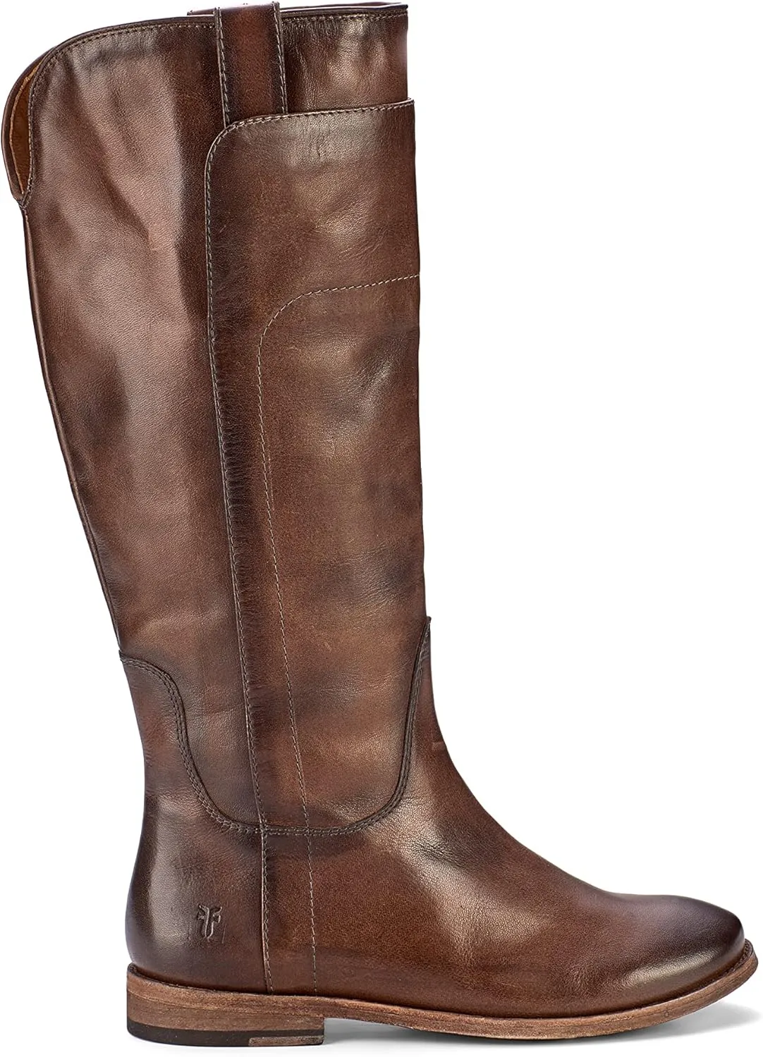 Frye Paige Tall Riding Boots for Women Made from Antiqued Italian Leather with Overlapping Front Panels, Stacked Leather Heel, and Leather Outsole – 16” Shaft Height