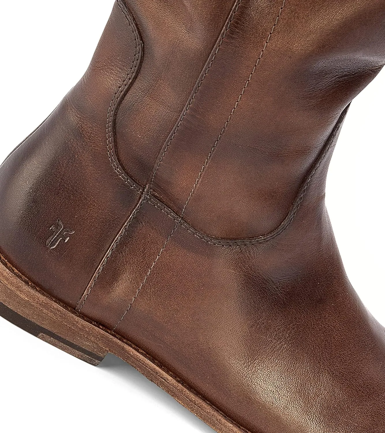 Frye Paige Tall Riding Boots for Women Made from Antiqued Italian Leather with Overlapping Front Panels, Stacked Leather Heel, and Leather Outsole – 16” Shaft Height