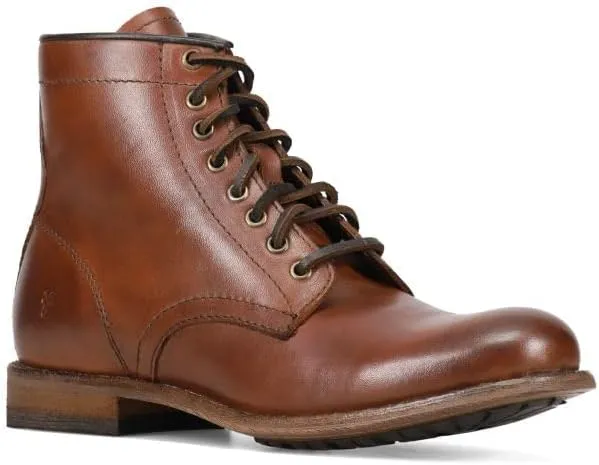 Frye Tyler Lace Up Boots for Men Crafted from Soft Vintage Leather with Blake Construction, Burnished Toe and Heel, and Rubber Inserts on Leather Soles – 5 ¾” Shaft Height