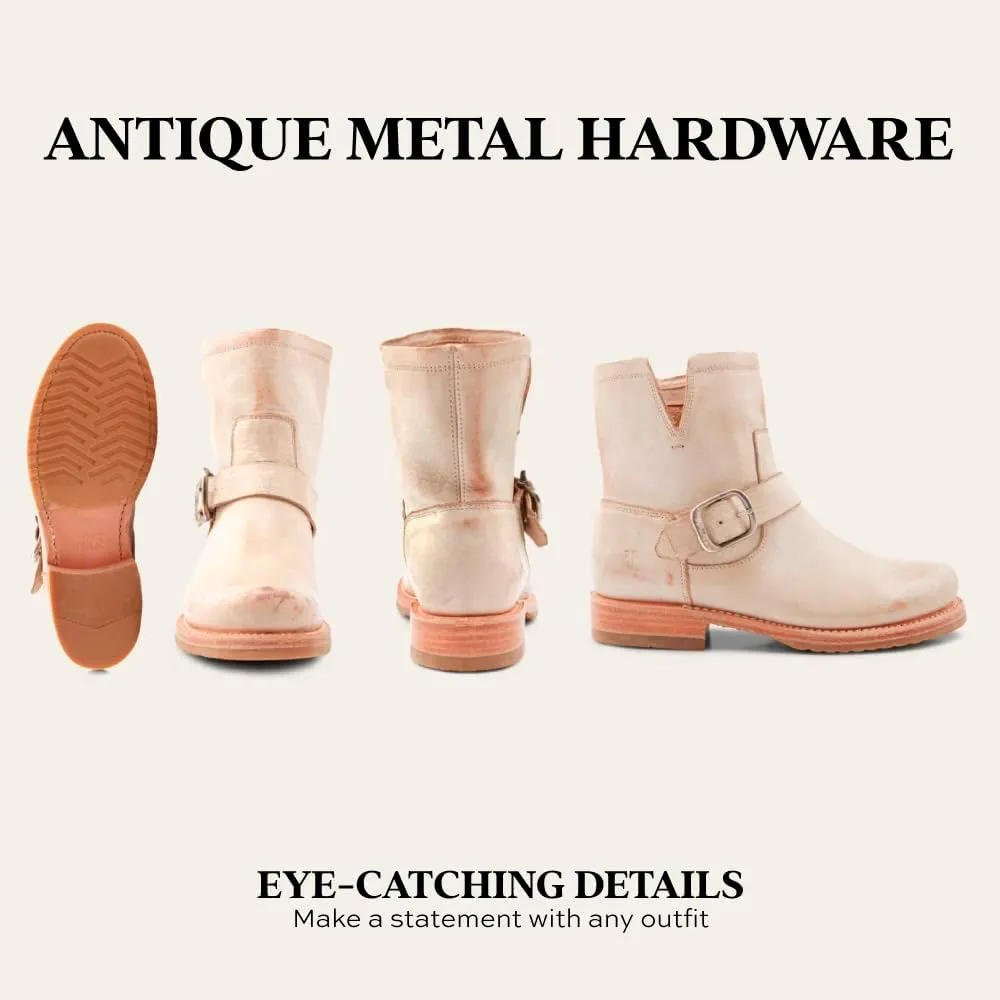 Frye Veronica Booties for Women Made from Full Grain Brush-Off Leather with Antique Metal Hardware and Waterproof, Hand-Stitched Goodyear Welt Construction