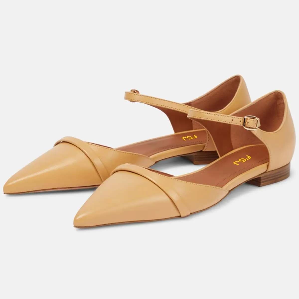 FSJ Women Closed Pointed Toe Flat Sandals with Strap Backless Slip On Cute Slides Ladies Casual Mules Comfortable Low heel Shoes Size 4-16 US