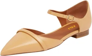 FSJ Women Closed Pointed Toe Flat Sandals with Strap Backless Slip On Cute Slides Ladies Casual Mules Comfortable Low heel Shoes Size 4-16 US