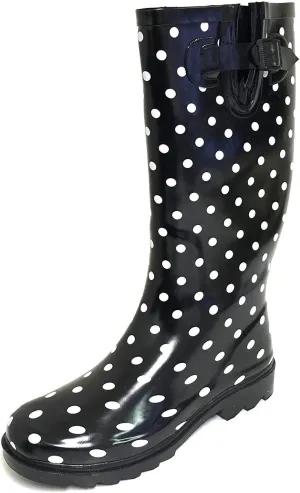 G4U Women's Rain Boots Multiple Styles Color Mid Calf Wellies Buckle Fashion Rubber Knee High Snow Shoes