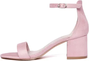 GENSHUO Women Open Toe Ankle Strap Block Chunky Low Heels Sandals for Party Prom Homecoming Dress Shoes