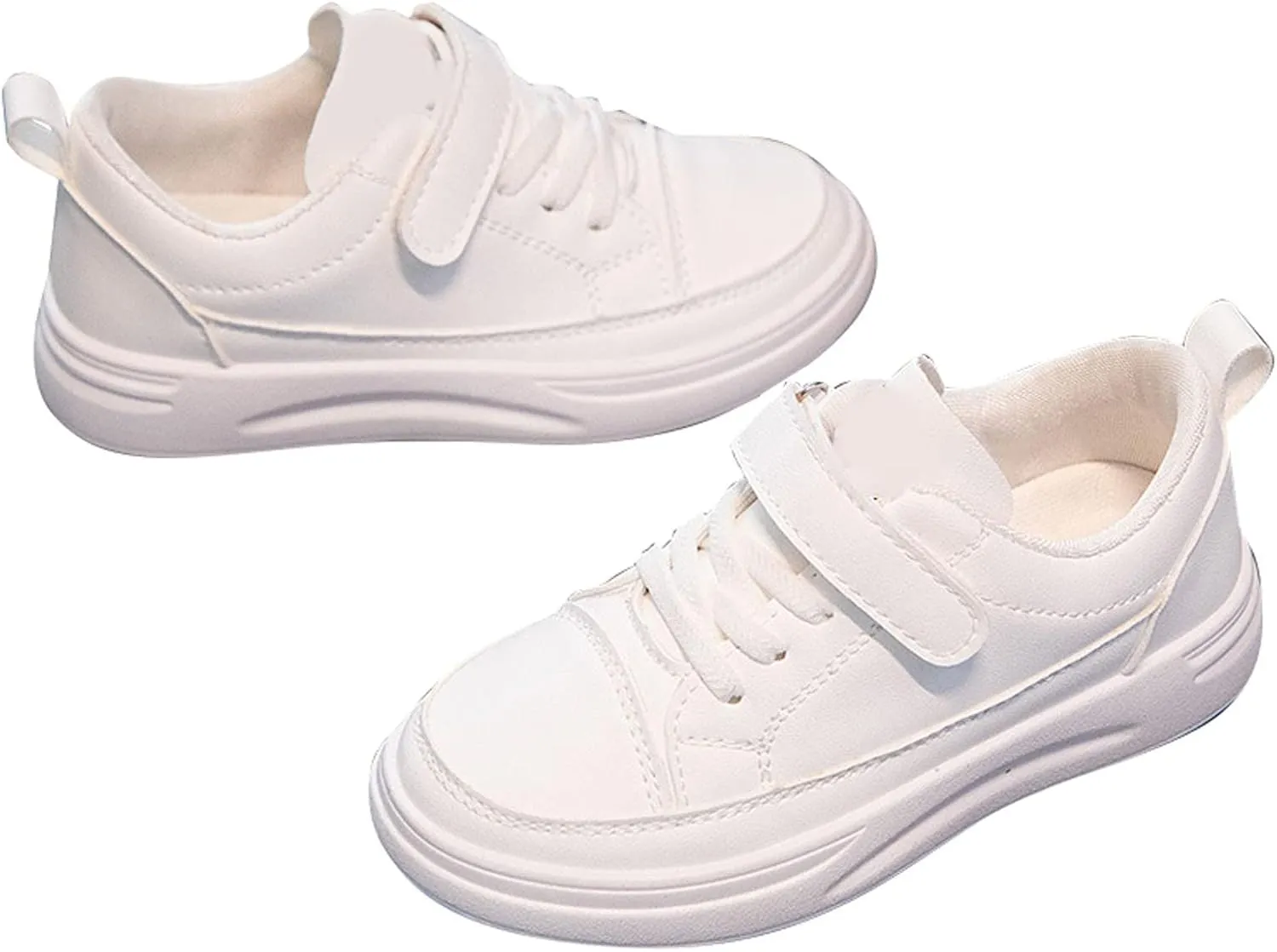 Girls Boys PU Leather Casual Sneakers Kids Tennis School Casual Walking Rubber Sole Non Slip Flat Shoes for Little Kid
