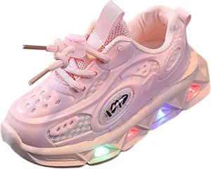 Girls Light Up Shoes Lac𝐞 Up Non-Slip Luminous Shoes Low Top Mesh Lightweight Casual Sneaker Led Casual Shoes
